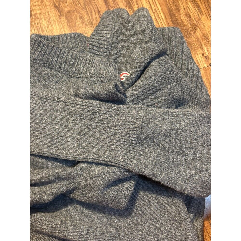 Hollister Y2K Gray knit Ribbed Trim V Neck Sweater Cotton Rabbit Hair 90s sz L - Picture 7 of 8